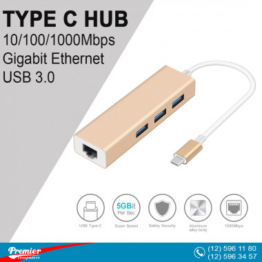Converter 4in1 TYPE-C  to USB2.0x3/RJ-45 10sm