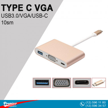 Converter 3in1 TYPE-C  to USB3.0/VGA/USB-C 10sm