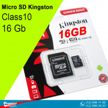 Micro SD Kingston 16 Gb Class10 UHS-I 80MB/s (R) + SD Adapret