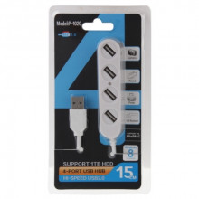 P-1020 4 PORTS USB 2.0 PORTABLE HUB, LENGTH: 15CM (WHITE)