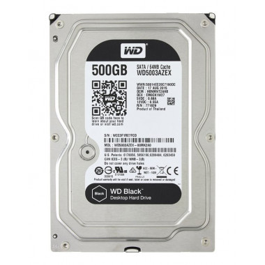 WD Black 500GB Performance Desktop Hard Disk Drive - 7200 RPM SATA 6 Gb/s 64MB Cache 3.5 Inch - WD5003AZEX